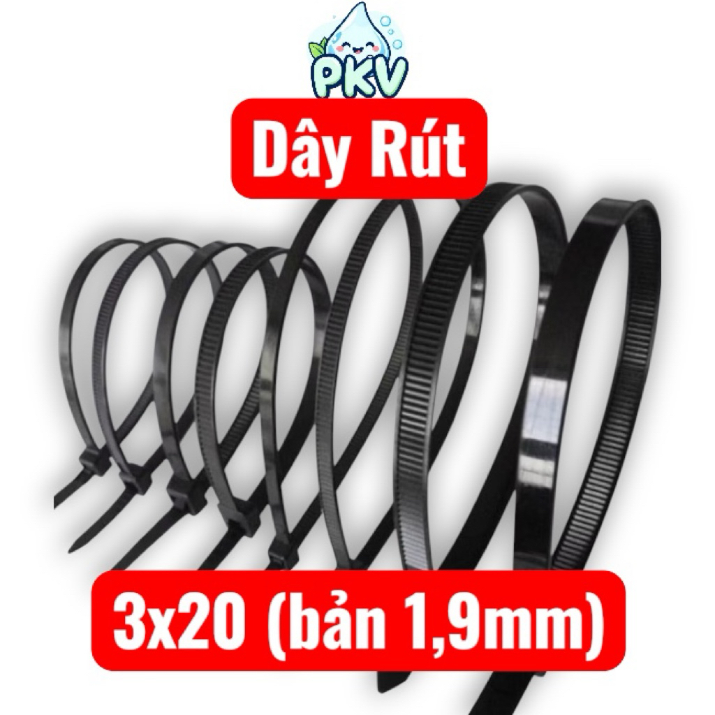 [Giá Rẻ] 500 Dây Rút Nhựa 3x20cm Bản 1.9mm – Dây Thít Cố Định Ống Nước, Dây Tưới, Buộc Dây Điện Chắc Chắn