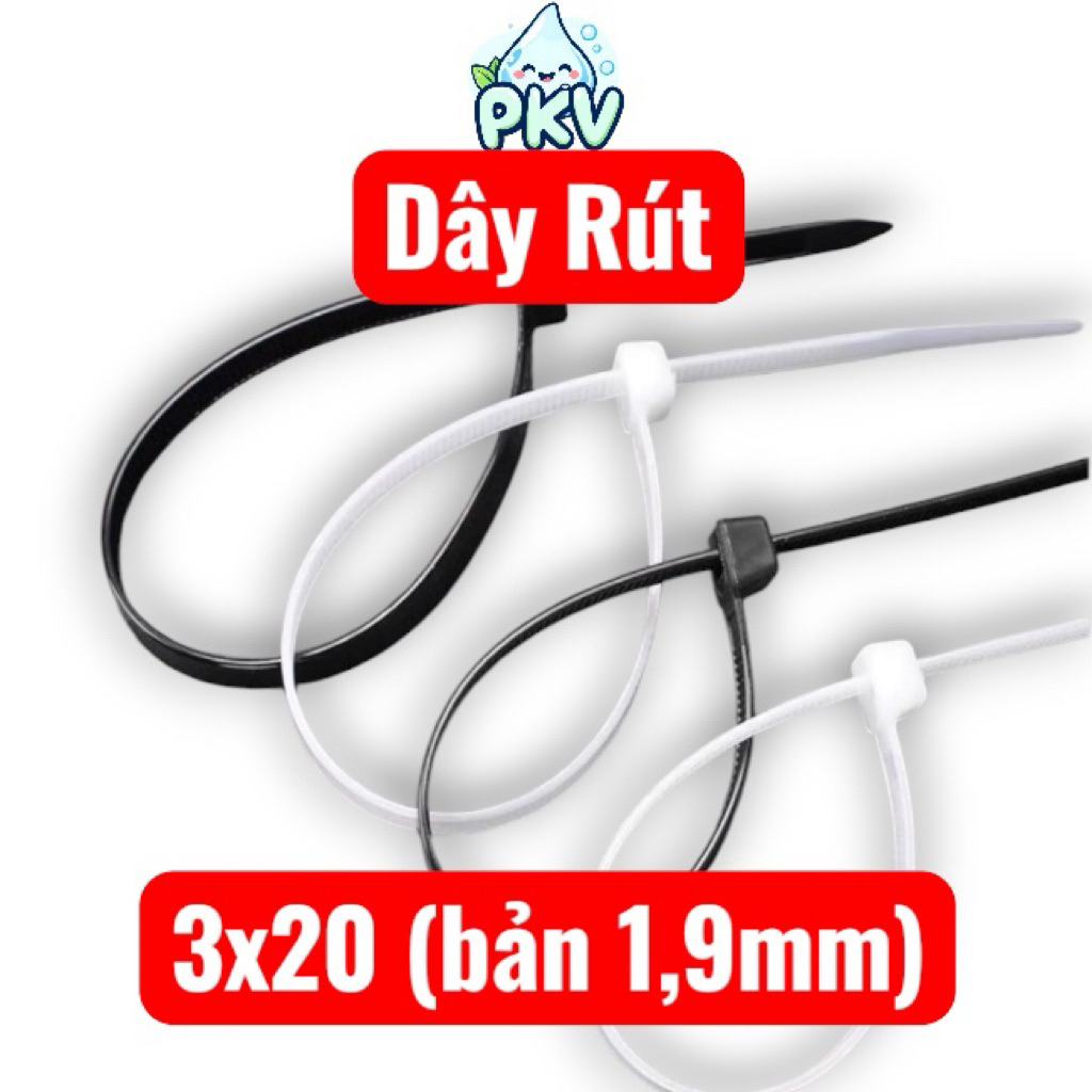 [Giá Rẻ] 500 Dây Rút Nhựa 3x20cm Bản 1.9mm – Dây Thít Cố Định Ống Nước, Dây Tưới, Buộc Dây Điện Chắc Chắn
