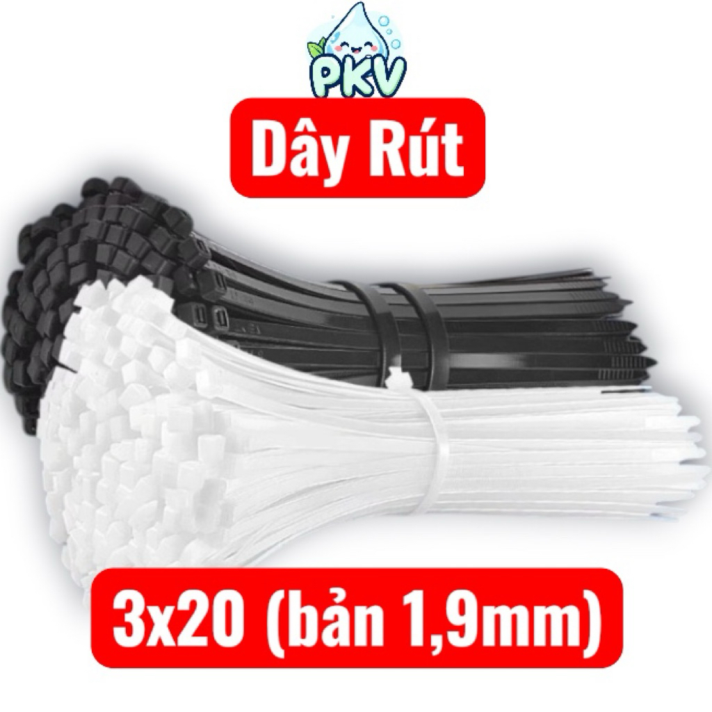[Giá Rẻ] 500 Dây Rút Nhựa 3x20cm Bản 1.9mm – Dây Thít Cố Định Ống Nước, Dây Tưới, Buộc Dây Điện Chắc Chắn