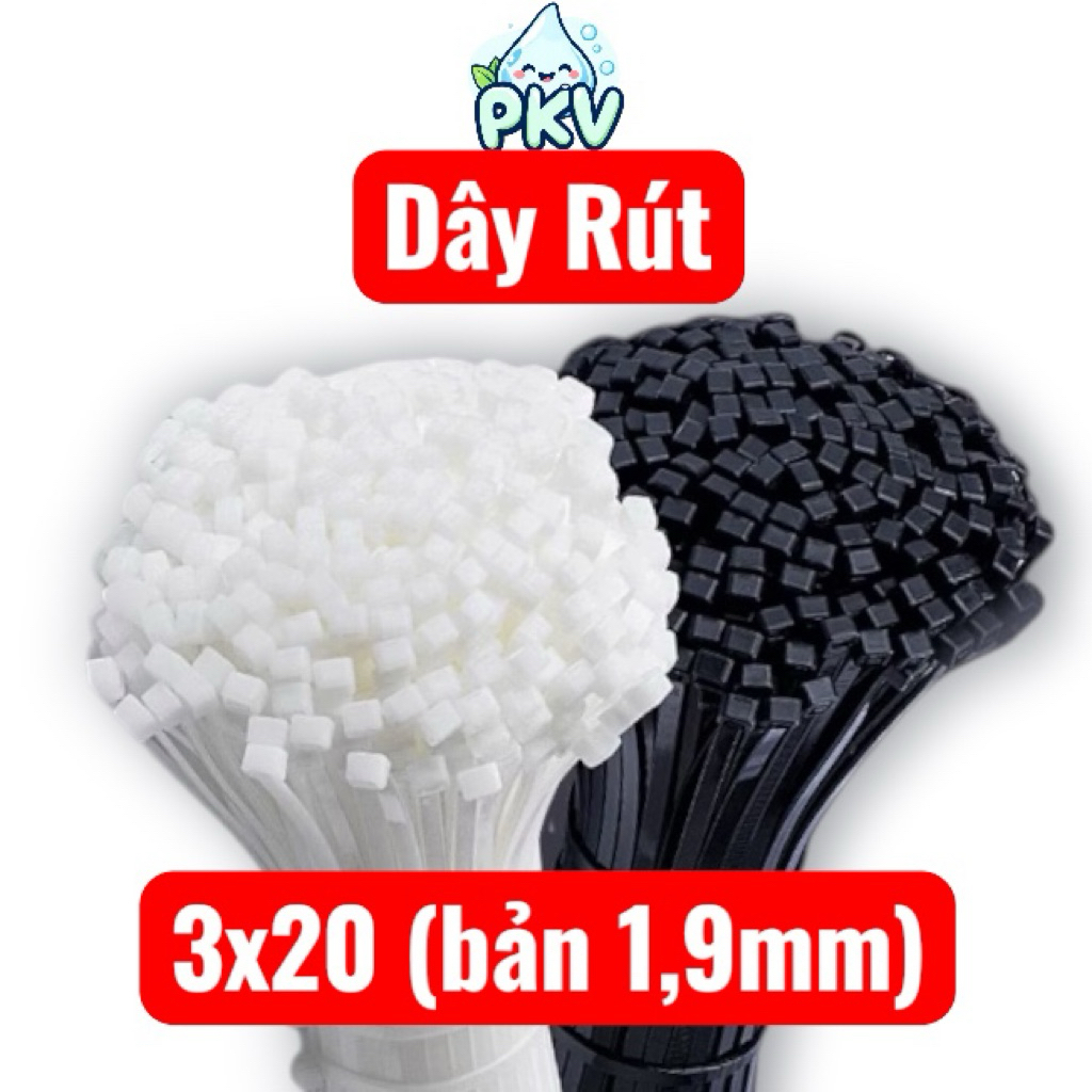 [Giá Rẻ] 500 Dây Rút Nhựa 3x20cm Bản 1.9mm – Dây Thít Cố Định Ống Nước, Dây Tưới, Buộc Dây Điện Chắc Chắn