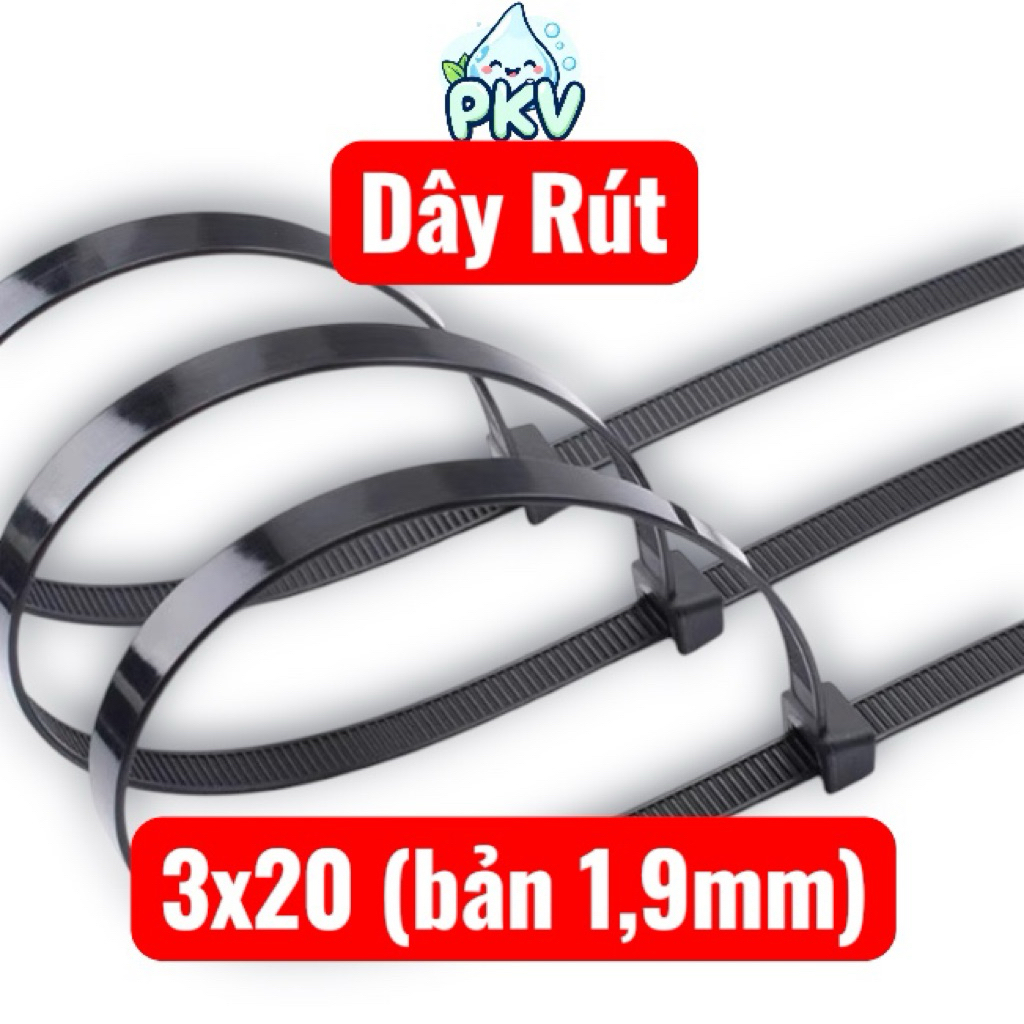 [Giá Rẻ] 500 Dây Rút Nhựa 3x20cm Bản 1.9mm – Dây Thít Cố Định Ống Nước, Dây Tưới, Buộc Dây Điện Chắc Chắn