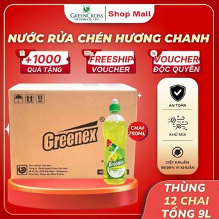 Thùng 12 Chai Nước Rửa Chén Greenex 750ml Hương Chanh – Đánh Bay Dầu Mỡ Hiệu Quả