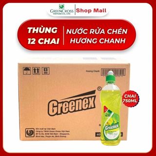 Thùng 12 Chai Nước Rửa Chén Greenex 750ml Hương Chanh – Đánh Bay Dầu Mỡ Hiệu Quả