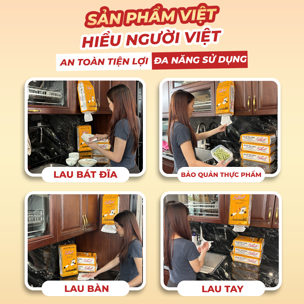 [HỎA TỐC 10 BỊCH] Khăn Giấy Rút Đáy Silkwell Đa Năng 450g/2 Lớp - Thấm Hút Dầu Mỡ, Lau Bếp Đa Năng