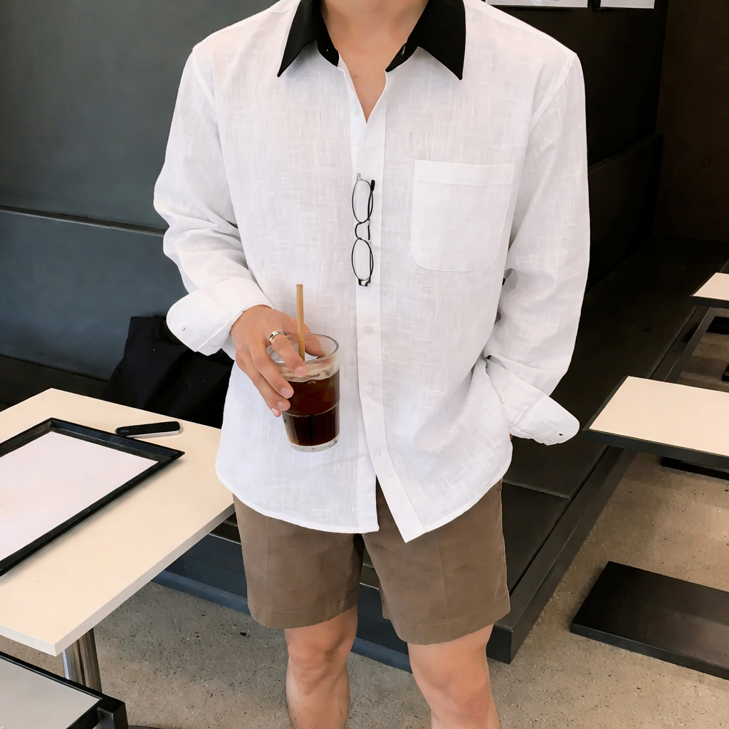 Áo Sơ Mi Nam Chất Đũi Linen Phối Cổ Local Brand Thấm Hút Mồ Hôi Mặc Đi Biển Đi Chơi Halley A51