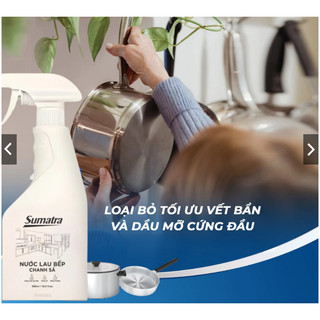 Nước lau bếp Sumatra hương chanh sả 500ml lau đa năng đánh bay dầu mỡ giúp bề mặt bếp luôn sáng bóng