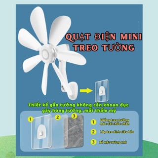 COMBO 2 Quạt Treo Tường Nhà Bếp Nhà Vệ Sinh, Quạt Điện Mini 8 Cánh Siêu Mát Cho Phòng Tắm - Xoay 360 Độ