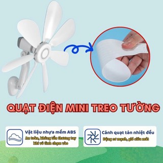 COMBO 2 Quạt Treo Tường Nhà Bếp Nhà Vệ Sinh, Quạt Điện Mini 8 Cánh Siêu Mát Cho Phòng Tắm - Xoay 360 Độ