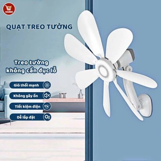 COMBO 2 Quạt Treo Tường Nhà Bếp Nhà Vệ Sinh, Quạt Điện Mini 8 Cánh Siêu Mát Cho Phòng Tắm - Xoay 360 Độ