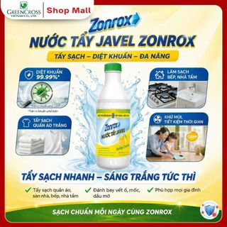Combo 6 Chai Nước Tẩy Đa Năng ZonRox Javel 500ml – Tẩy Trắng Vết Bẩn Hiệu Quả