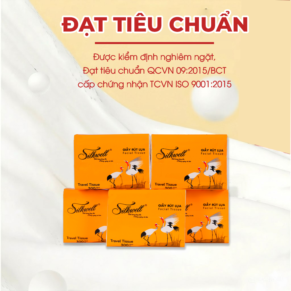 [HỎA TỐC] Khăn Giấy Rút Lụa Silkwell Thùng 30 Gói Sếu Rút 100 Tờ/3 Lớp - Mềm Mịn, Không Bụi