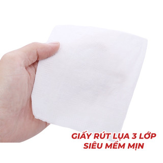 Giấy ăn rút lụa Silkwell Sếu 130 tờ 3 lớp dày dặn, khăn giấy rút lụa siêu mềm mịn không tẩy trắng