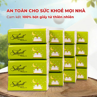 Giấy ăn Silkwell gấu trúc Thùng 30 gói 100 tờ 3 lớp siêu dai mềm mịn, hàng siêu thị cao cấp