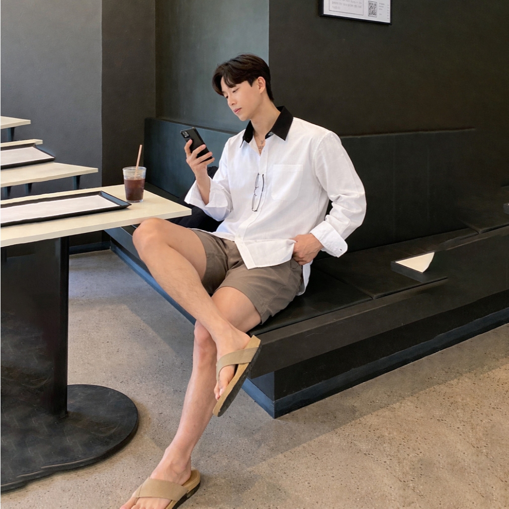 Áo Sơ Mi Nam Dài Tay Chất Đũi Cotton Cao Cấp Phối Cổ Bẻ Nhiều Màu Halley A51
