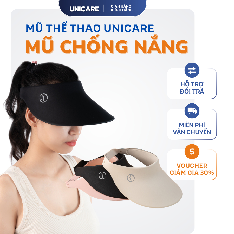 [Hàng Mới] Mũ Chống Nắng Nửa Đầu Unicare, Mũ Vành Rộng Chống Tia UV Che Trán Thời Trang Chính Hãng