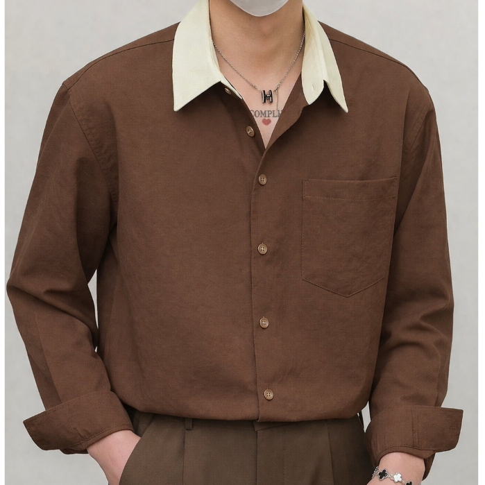 Áo Sơ Mi Nam Dài Tay Chất Đũi Cotton Cao Cấp Phối Cổ Bẻ Nhiều Màu Halley A51
