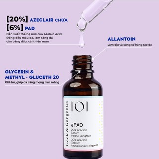 Tinh Chất Geek & Gorgeous aPAD 20% Azelaic Acid Mờ Thâm, Dưỡng Sáng, Kiểm Soát Dầu 30ml Duduhouse