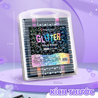 Bút Nhũ Lấp Lánh Nhiều Màu Có Hộp – Marker Highlight Kim Tuyến, Viết Trang Trí, Vẽ Sổ Tay, Nhanh Khô