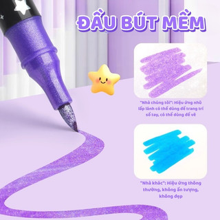 Bút Nhũ Lấp Lánh Nhiều Màu Có Hộp – Marker Highlight Kim Tuyến, Viết Trang Trí, Vẽ Sổ Tay, Nhanh Khô