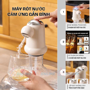 Máy rót nước tự động gắn chai bình, 3 chế độ rót cảm ứng, dùng pin sạc