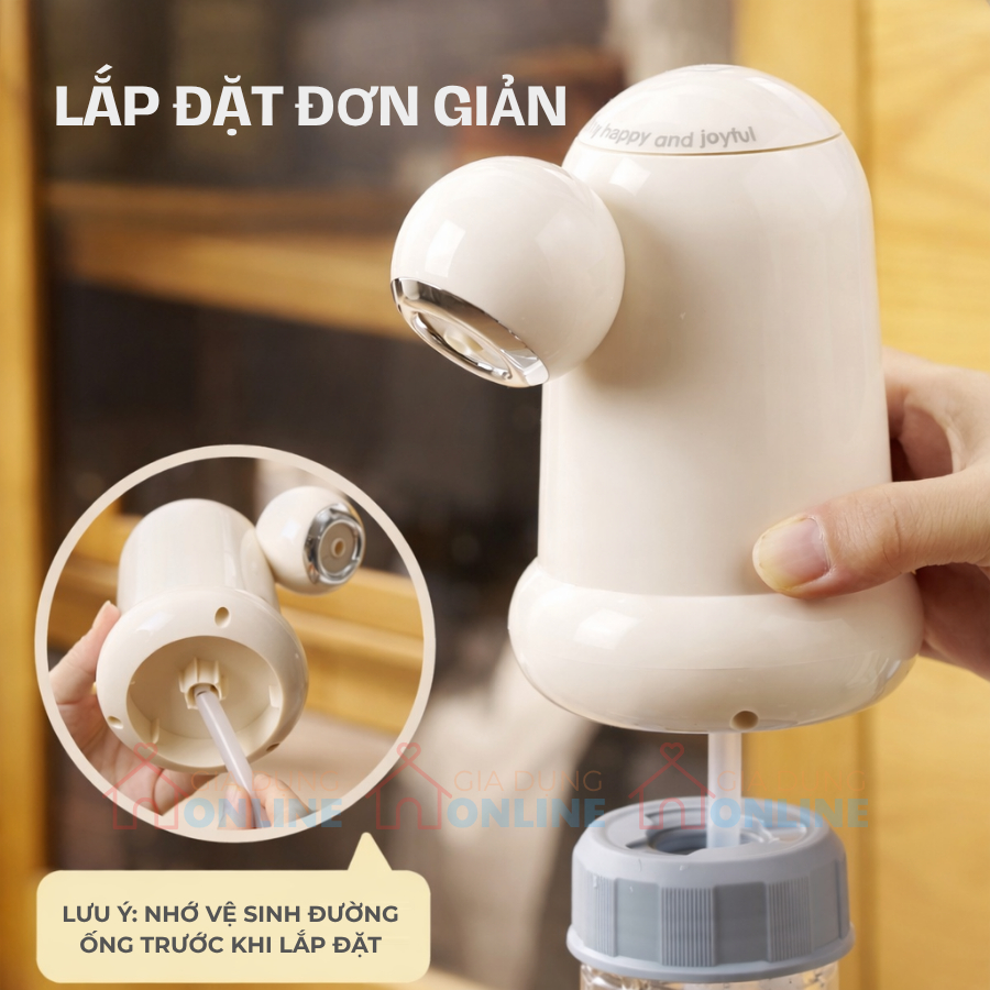 Máy rót nước tự động gắn chai bình, 3 chế độ rót cảm ứng, dùng pin sạc
