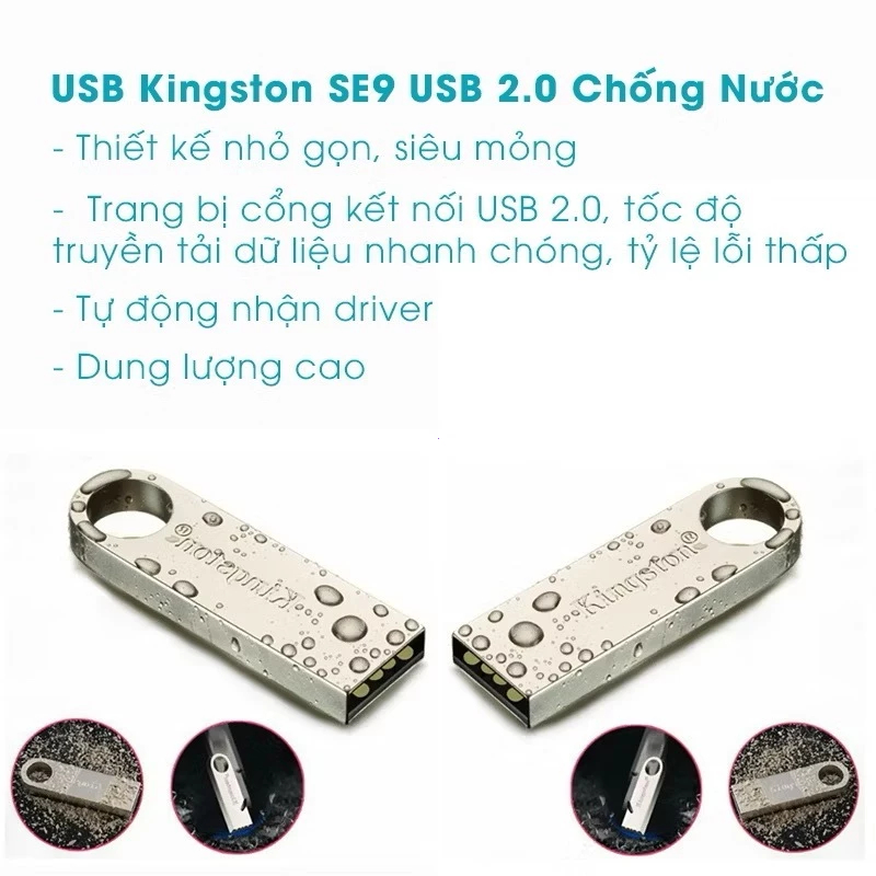 Kingston SE9 USB 2.0 - CarePhones 64GB/128GB/256GB/512GB/1TB  Độ Bền Cao,Bảo hành chính hãng 5 năm.