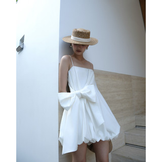 WHITE BY NHI - Đầm bí babydoll hai dây thắt nơ - POPPI DRESS