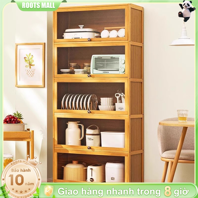 Tủ Bếp 2/3/4/5 Tầng Bằng Gỗ Tự Nhiên Kệ Đựng Đồ Nhà Bếp Đa Năng Thiết Kế Tối Giản Phong Cách Bắc Âu