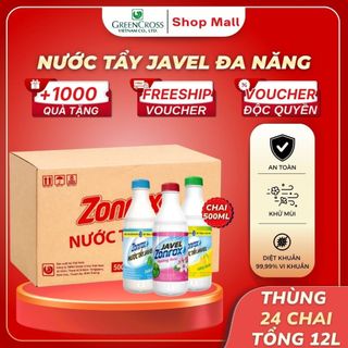 Thùng 24 Chai Nước Tẩy Đa Năng ZonRox Javel 500ml – Tẩy Trắng Vết Bẩn Hiệu Quả