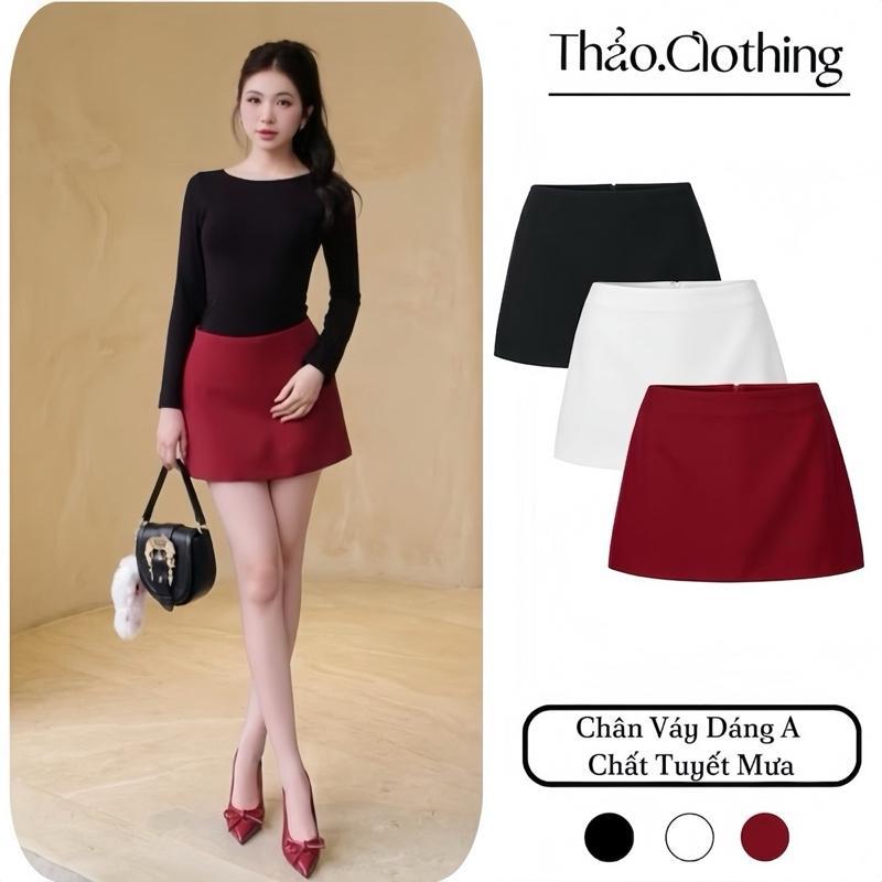 CHÂN VÁY CHỮ A CẠP CAO CHÉO ÉP MÙNG có quần bảo hộ - Thảo.Clothing S304