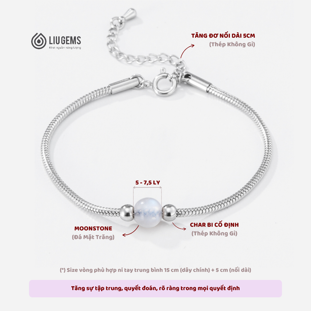 Vòng Tay 1 Hạt Thép Không Gỉ Cao Cấp Liugems Mix Charm Bi Size Nhỏ Tinh Tế VT10, Thu Hút Năng Lượng May Mắn VT10