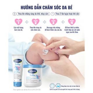 Dầu massage cho bé sơ sinh, Kem dưỡng ẩm làm dịu da Cetaphil Baby Soothing & Moisturizing Cream 100g