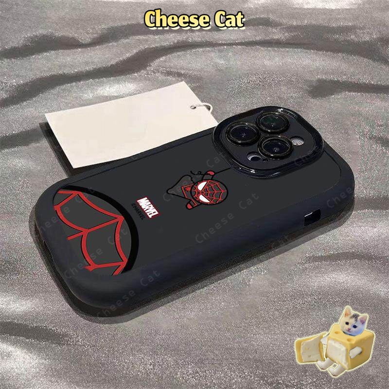 Marve Ốp điện thoại iPhone Spider người nhện đen cho iPhone 11 12 13 14 15 16 17 Pro Max/Plus/Air Xs Max XR 7P