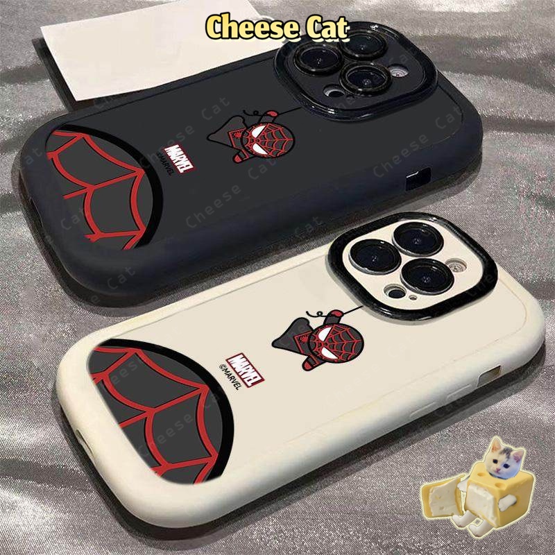 Marve Ốp điện thoại iPhone Spider người nhện đen cho iPhone 11 12 13 14 15 16 17 Pro Max/Plus/Air Xs Max XR 7P