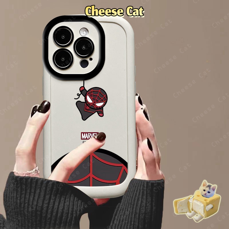 Marve Ốp điện thoại iPhone Spider người nhện đen cho iPhone 11 12 13 14 15 16 17 Pro Max/Plus/Air Xs Max XR 7P