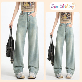 Quần Jean Bigsize Nữ Lưng Cao Màu Xanh Wash Sáng Cá Tính Cải Denim Cho Chubby Q568
