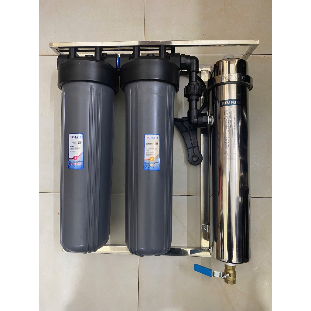 Bộ Máy Lọc Tổng Đầu Nguồn UF Bao Gồm 2 Lõi Béo+ Màng UF 3000 L/H Lõi 2 CTO Than Nén Dùng :Lọc Sinh Hoạt (Treo Tường)