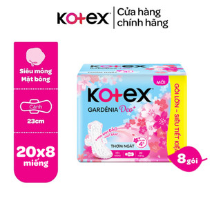 Lốc 8 gói băng vệ sinh Gardenia Deo+ - Hoa Anh Đào siêu mỏng cánh 23cm 20 miếng