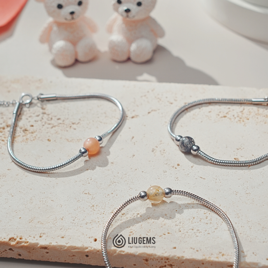 Vòng Tay 1 Hạt Thép Không Gỉ Cao Cấp Liugems Mix Charm Bi Size Nhỏ Tinh Tế VT10, Thu Hút Năng Lượng May Mắn VT10