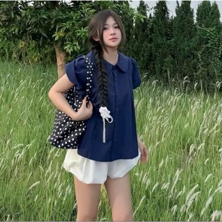 Áo sơ mi cổ sen dáng babydoll mát mẻ mùa hè cho các nàng mặc basic