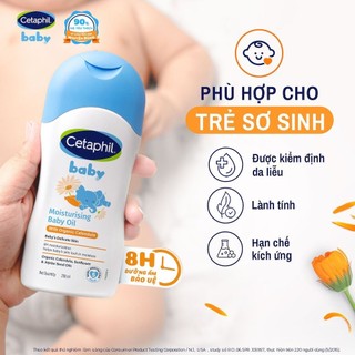 Dầu massage cho bé sơ sinh Cetaphil Baby Moisturising Baby Oil 200ml - Chiết xuất hoa cúc làm dịu da