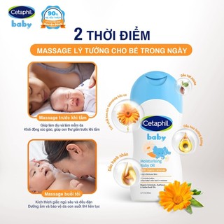 Dầu massage cho bé sơ sinh Cetaphil Baby Moisturising Baby Oil 200ml - Chiết xuất hoa cúc làm dịu da