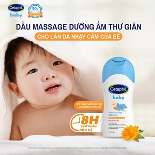 Dầu massage cho bé sơ sinh Cetaphil Baby Moisturising Baby Oil 200ml - Chiết xuất hoa cúc làm dịu da