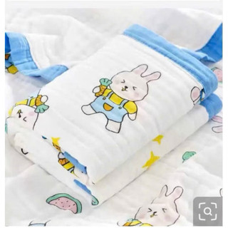 Khăn tắm, chăn đắp xô nhăn có viền 6 lớp kt:110x110cm