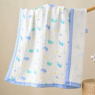 Khăn tắm, chăn đắp xô nhăn có viền 6 lớp kt:110x110cm