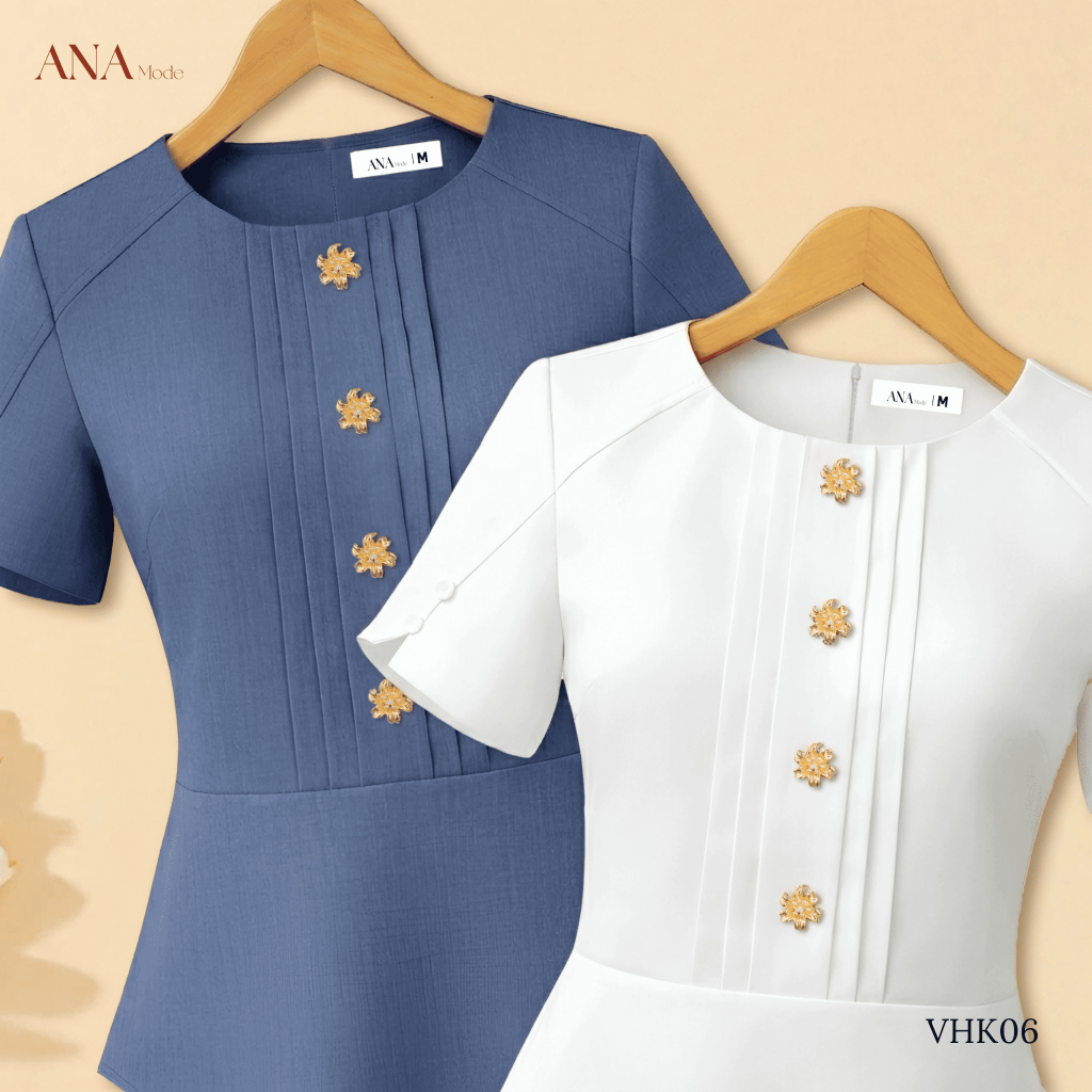 Áo Kiểu Peplum Trung Niên ANA Mode Chất Liệu Cotton Xược Quý Phái Đi Tiệc Quà Tặng Mẹ AK25VHK06