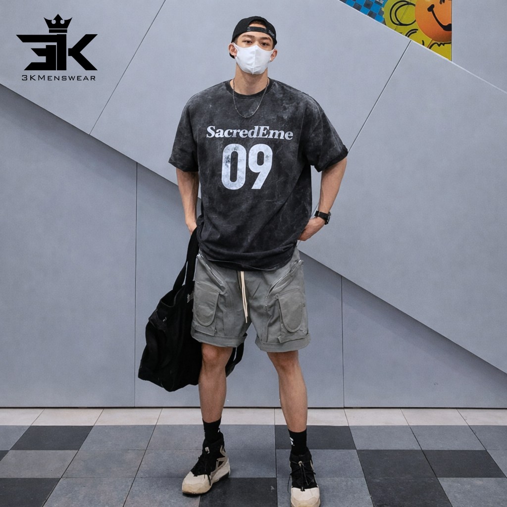 Áo phông wash xám khói 3KMENSWEAR local brand oversize form rộng unisex nam nữ
