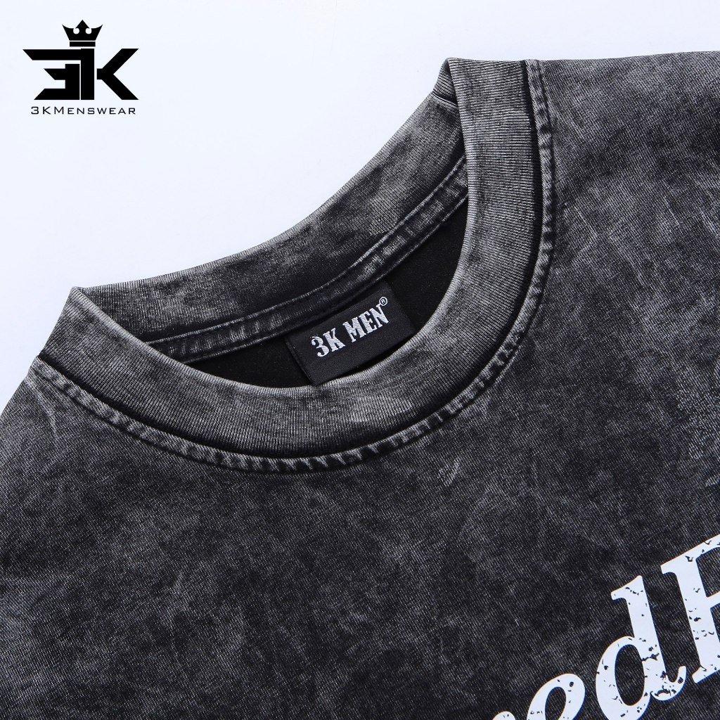 Áo phông wash xám khói 3KMENSWEAR local brand oversize form rộng unisex nam nữ