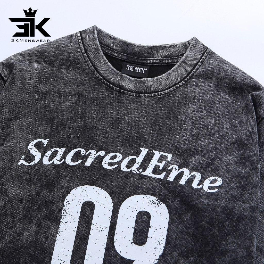 Áo phông wash xám khói 3KMENSWEAR local brand oversize form rộng unisex nam nữ