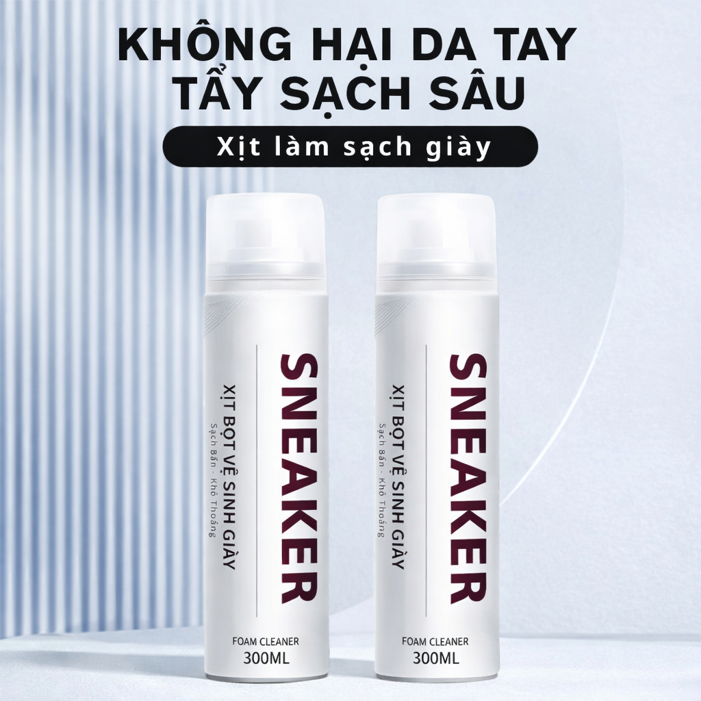 Chai xịt vệ sinh giày cao cấp Sneaker 300ml, xịt vệ sinh giày xịt làm sạch giày dạng bọt xịt khử mùi hôi
